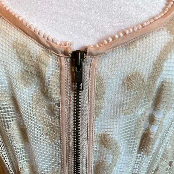 Free People Lace Zip Cream/Pink Coverup, Size XS - Picture 6 of 8
